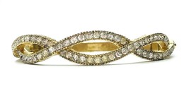 Vintage Joseph Mazer JOMAZ Gold Tone Crystal Hinged Bangle Bracelet - £86.24 GBP
