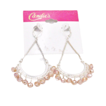 Candies Pink Simulated Crystal Chandelier Silver Tone Dangle Earrings - £7.77 GBP