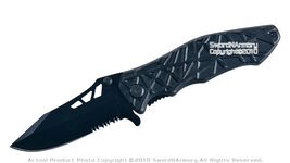 Spring Assisted Open Pocket Folding Knife With Black Blade Aluminum Handle - $8.89