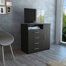 Carolina, One Door Dresser, With 4 Drawers - Black wengue - £261.94 GBP