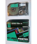 Genuine Casio EZ Label Printer Cartridge KR-12GN1 green tape black ink 1... - $12.33 CAD
