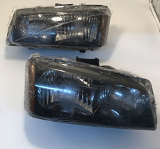 Headlights Assembly 2003-2006 Chevy Avalanche Silverado Pair Black Front Lamps - £58.57 GBP