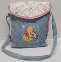Vintage Winnie The Pooh Diaper Bag Baby Bag Honey Floral Cotton Denim Dolly - £73.77 GBP