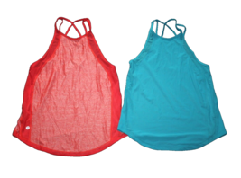 Lululemon Women&#39;s Lot of 2 Strappy Tank Top Coral &amp; Teal Lt Weight Size ... - £25.10 GBP