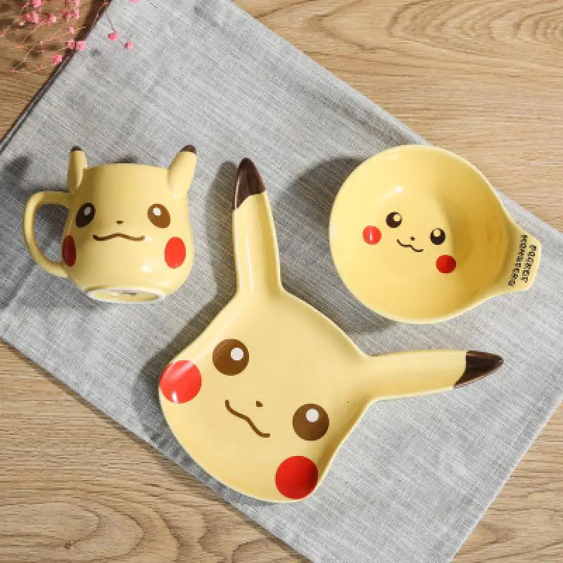 Anime Figure 3D Pikachu Mugs Plates Small Bowls Kawaii Cartoon Pokemon W... - £21.03 GBP+