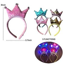 8 Pack Light Up 3 Function Sequin Pearl Princess Crown Headband Party Sparkle - £14.42 GBP