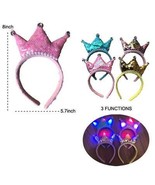 8 PACK  LIGHT UP 3 FUNCTION SEQUIN PEARL PRINCESS CROWN HEADBAND party  ... - $336.60 MXN