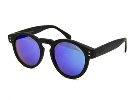 Komono The CLEMENT Unisex Round Sunglasses, Matte Black / Blue Mirror #179 - $34.60