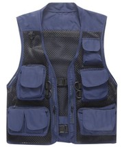 Fishing Vest Sz XXL Multi Pockets Mesh Quick Dry Navy Blue - $24.30