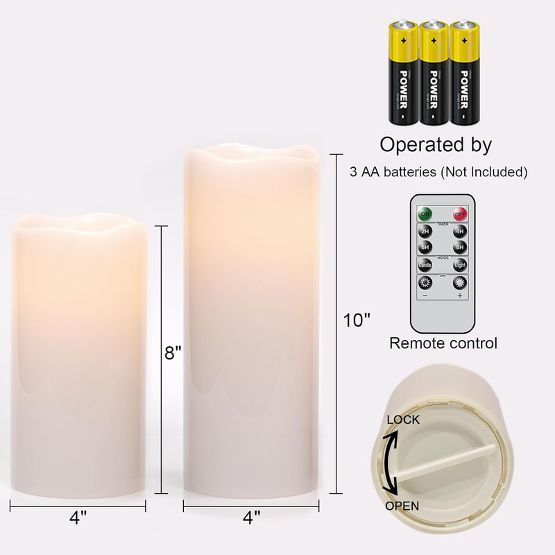 Eldnacele 8" 10" × 4" Large Waterproof Outdoor Flameless Candles Remote and Time Item image 2