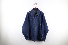 Vtg Rocawear Mens Large Distressed Baggy Fit Collared Denim Button Shirt Jacket - £58.44 GBP