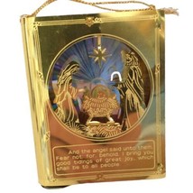 Brass Nativity Ornament Light Cover Holographic Christmas Laser Cut Diorama Vtg - £12.46 GBP