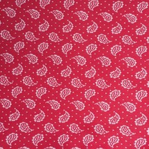 Fabric 1970&#39;s 1960&#39;s Red Paisley Pattern Polyester Stretchable Fabric 58... - £38.94 GBP