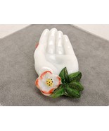 Glass Ring &amp; Jewelry Dish, White Milk Glass, Open Hand, Flower &amp; Leaves,... - $555.55 MXN