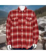 Frye Shadow Plaid Shirt Mens Size 3XL Rust Red Flannel Long Sleeve Cotto... - $23.98