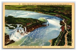 Aerial View Niagara Falls NY New York UNP Linen Postcard P27 - £1.54 GBP