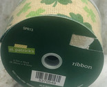 Burlap Ribbon Wired Edge W/Green Shamrocks. 3.5 Inches X 10 Yards Saint ... - $12.75