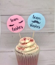 Lashes or staches cupcake, Gender Reveal Cupcake Toppers, Gender Reveal ... - $7.91