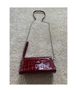 Faux Croc Leather Red Shoulder Bag With Chain Strap &amp; Wristlet Just Solu... - $322.92 MXN