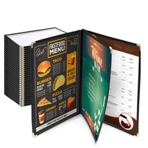 Wechef 30Pcs 8.5X14&quot; Menu Cover 3 Page 6 View Restaurant Cafe Club Black - £159.66 GBP