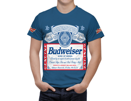 Budweiser Beer Blue T-Shirt, High Quality, Gift Beer Shirt - £25.57 GBP