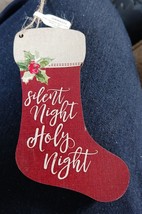 P Graham Dunn  Wood Christmas Ornament silent night holy night stocking new - $4.95