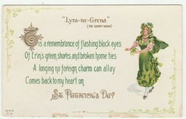 Vintage Postcard St. Patrick&#39;s Day Pretty Irish Woman The Sunny Nook Unused - £6.32 GBP