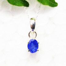 925 Sterling Silver Natural Tanzanite Necklace Handmade Gemstone Jewelry - £27.58 GBP