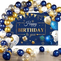 Navy Blue Birthday Confetti Balloons Kit Set 50 Pieces Blue Birthday Pho... - £29.07 GBP