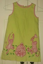 Lilly Pulitzer White Label Monkey Applique Girls Shift Dress 6X Has Marks Htf - $158.39