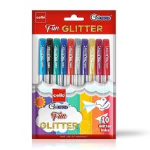 Cello Geltech Fun Glitter Gel Pen (Pack of 10 pens in Multicolour ink) -... - £12.43 GBP