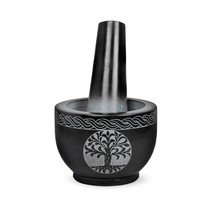 Tree Of Life Natural Stone Mortar &amp; Pestle Mortar Diameter- 3.75&quot;X 2.75&quot;... - £22.77 GBP