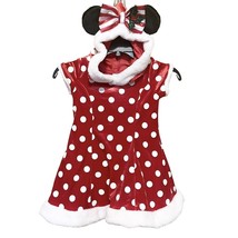 Disney Parks Minnie Mouse Santa Holiday Red Polka Dot Girl’s Dress Size XS/4 - £24.13 GBP