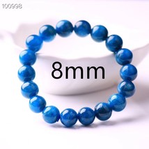 Natural Blue Apatite Gemstone Crystal Round Bead Stretch Bracelets 8mm 9mm 10mm  - £54.05 GBP
