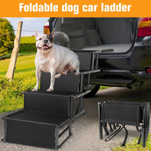 Foldable Dog Pet Ramp For Car Truck Suv Backseat Stair Steps Auto Travel Ladder - £63.55 GBP
