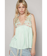 POL Lace Detail Frill Floral V-Neck Sleeveless Top - $57.46 CAD