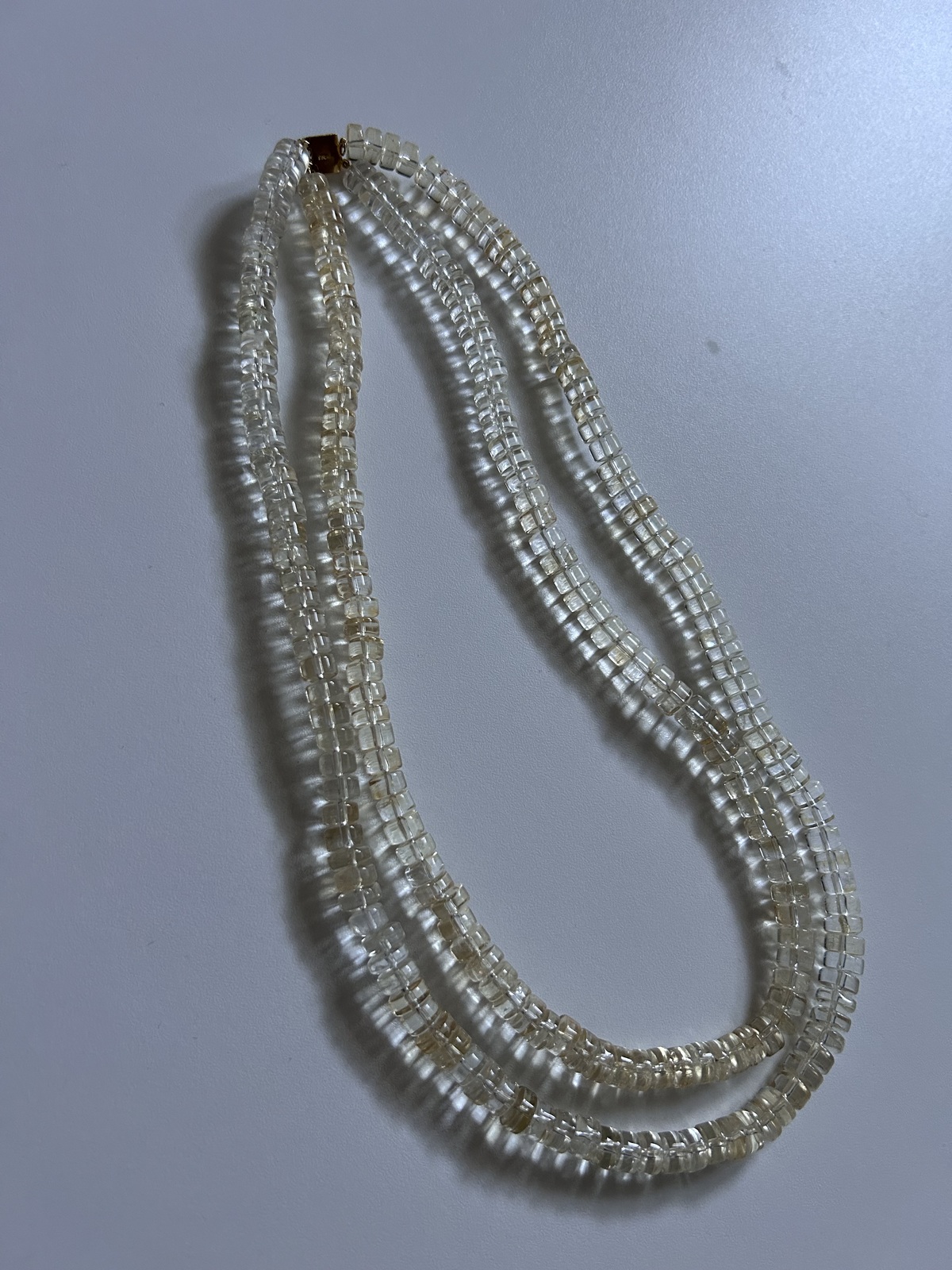 Natural Yellow Citrine Smooth Bead 20" Double Strand Chunky Necklace Sterling  Item image 5