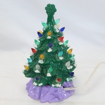 Green Iridescent Ceramic Christmas Lighted Tree 8 Inches Vintage Xmas - $51.93