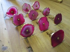 10 AGET KNOBS DRAWER PULLS HANDLE KITCHEN BATHROOM MID CENTURY PINK STON... - $19.99