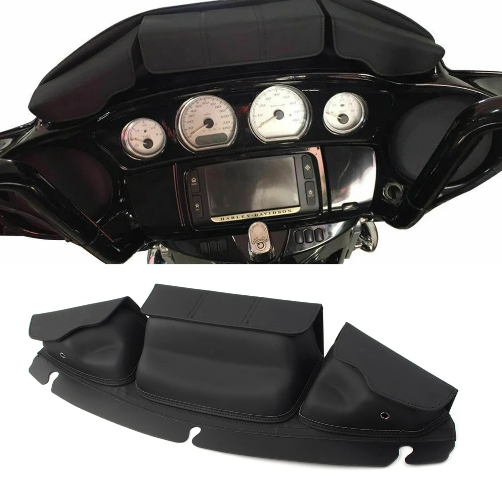 Motorcycle Windshield Bag 3 Pocket  Harley Touring Street Glide FLHTCU FLHX FLHX - £242.06 GBP