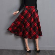 England Style Plaid High Waist Midi Skirts - £50.72 GBP