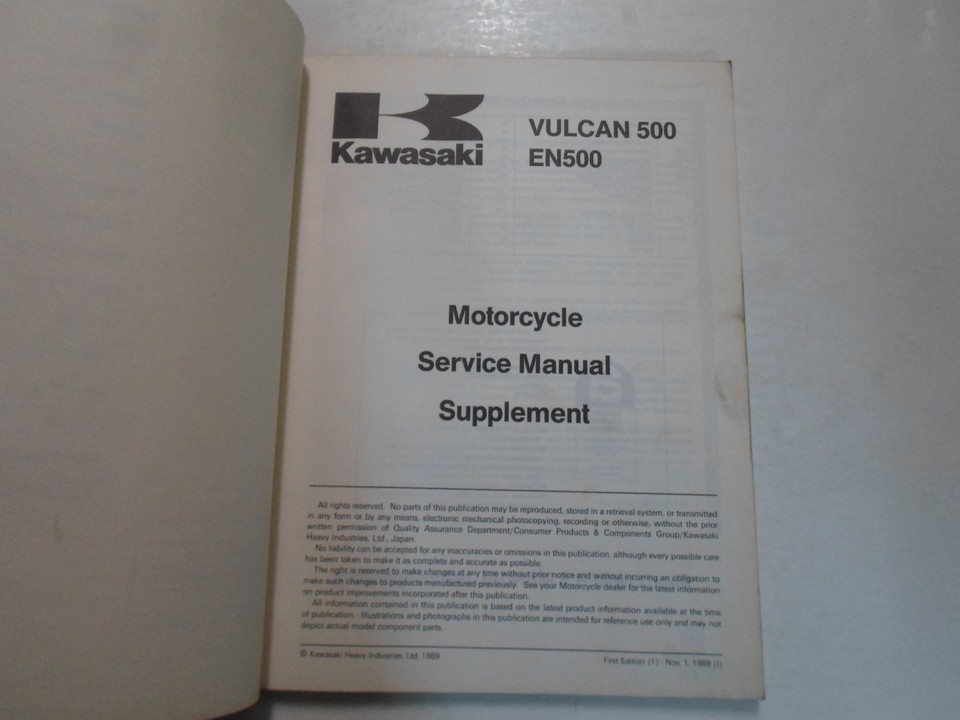 1990 Kawasaki Vulcan 500 EN500 Service Manual Supplement Stained Glass Factor... Item image 3