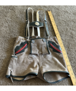 VTG German Lederhosen Child Shorts Suspender authentic Suede Leather Okt... - $88.25 CAD