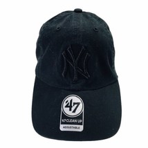 New York Yankees 47 Brand Black on Black Adjustable Buckle Cap Hat Cotton - £26.53 GBP