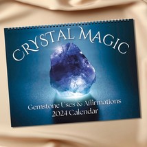 CRYSTAL Calendar 2024 | Gemstone Magic | Astrology Signs Lunar Moon Phas... - $34.50