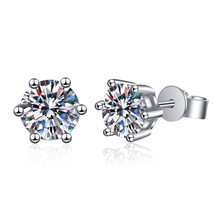 0.50Ct Round Cut Moissanite Solitaire 6 Prong Stud Earrings 14K White Gold Over - £59.52 GBP