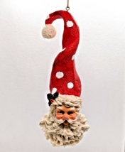 Long Hat Santa Christmas Holiday Ornament Heavy Ceramic Detailed with Hanger - $9.50