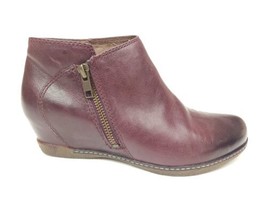 Dansko Leyla Flat Wedge Ankle Bootie Women size 37 US 6.5-7 Burgundy Boots - £39.58 GBP