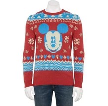 Disney Mickey Mouse Men&#39;s Holiday Christmas Sweater XXL Red Blue New NWT - £25.64 GBP