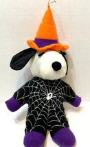 VTG Soft Things Peanuts Snoopy Halloween Nylon Plush Spider Web Witch Ha... - $13.59